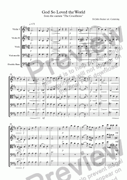 page one of "God So Loved the World" arr. for string orchestra