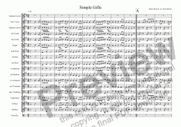 page one of "Simple Gifts" for Brass Band 
