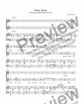 page one of Sleep, Sleep for soprano, tenor and keyboard