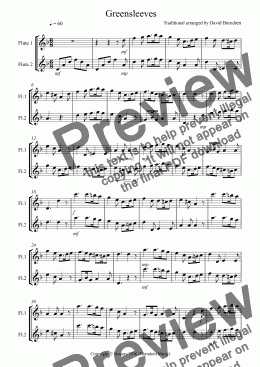 page one of Greensleeves for Flute Duet