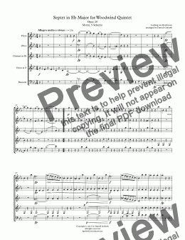 page one of Beethoven: Septet in Eb Major for Woodwind Quintet Opus 20 Mvmt. 5 Scherzo