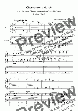 page one of Glinka - ’’Chernomor’s March’’ - piano 4 hands