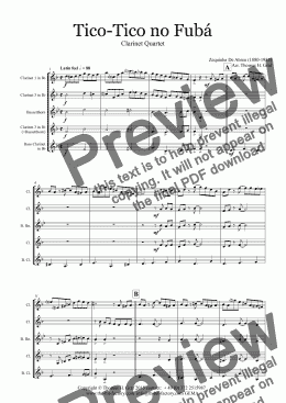 page one of Tico-Tico no Fubá - Choro - Clarinet Quartet