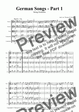 page one of German Songs Part 1 - Oktoberfest - String Orchestra