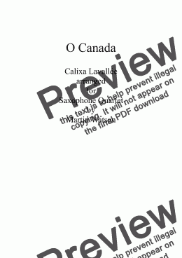 page one of O Canada for Saxophone Quartet