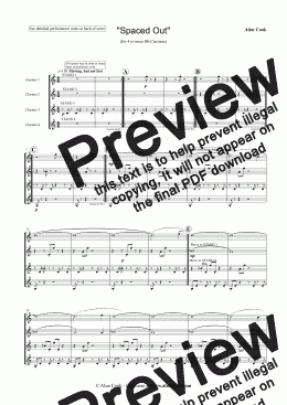 page one of Spaced Out   (for 4 or more Bb Clarinets)