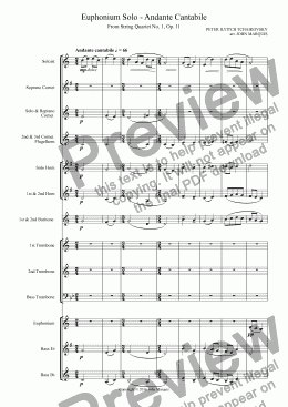 page one of Euphonium Solo - Andante Cantabile