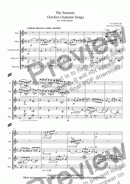 page one of Tchaikovsky: The Seasons Op.37a No.10 October (Autumn Song) - wind quintet