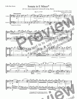 page one of Sonata Op. 6 in E Minor for two unaccompanied celli