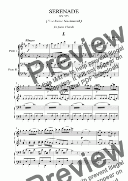 page one of W. A. Mozart - Serenade KV. 525 ’’Eine kleine Nachtmusik’’ - piano 4 hands (complete score)