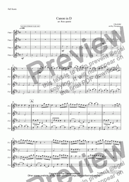 page one of Pachelbel: Canon in D arr. flute quartet
