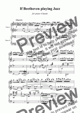 page one of If Beethoven playing Jazz - piano 4 hands