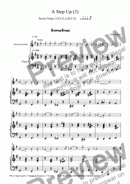 page one of A Step Up [No3 Stepping Stones] beginner recorder