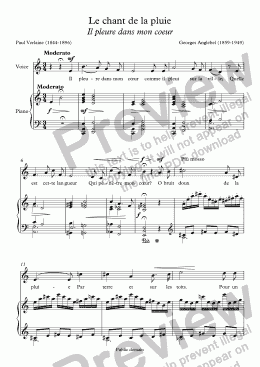 page one of Le chant de la pluie (Georges Anglebel / Verlaine)