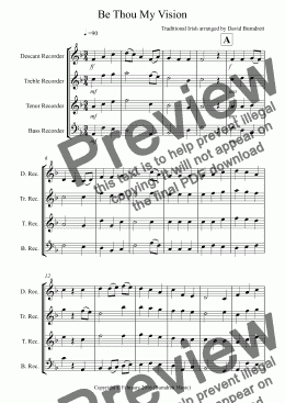 page one of Be Thou My Vision for Recorder Quartet