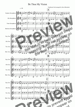 page one of Be Thou My Vision for Saxophone Quartet