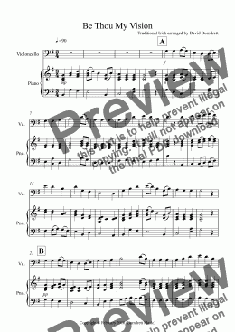 page one of Be Thou My Vision for Cello and Piano