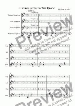 page one of Outlines in Blue for Sax Quartet