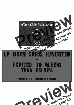 page one of Tony Escapa - Express To Queens - 3 Timbales Solos