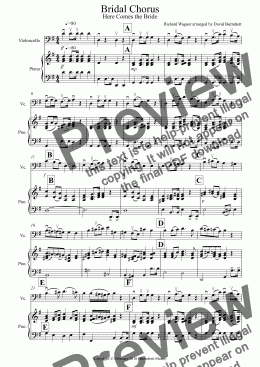 page one of Bridal Chorus (Here Comes The Bride) for Cello and Piano