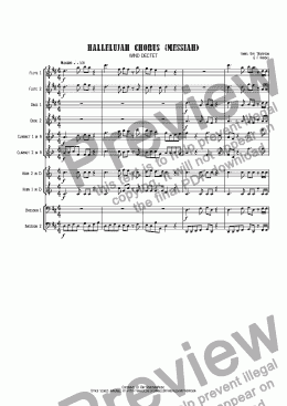 page one of Handel: Hallelujah Chorus (Messiah) (Der Messias) arr. wind dectet (10 players)( Double wind quintet of 2 Fl, 2 Ob, 2 Cl, 2 Hn, 2 Bsn)