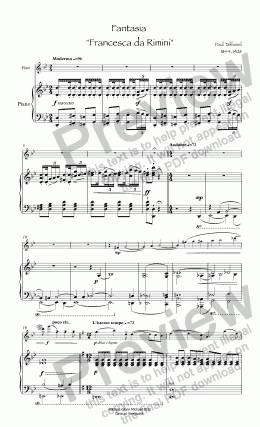 page one of Taffanel Fantasy  "Rimini"  flute & piano