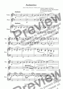 page one of Charles Auguste de Beriot - Andantino for violin, flute & piano