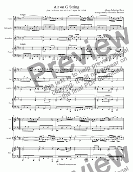 page one of Bach - Air on G String from Orchestral Suite No. 3 in D major