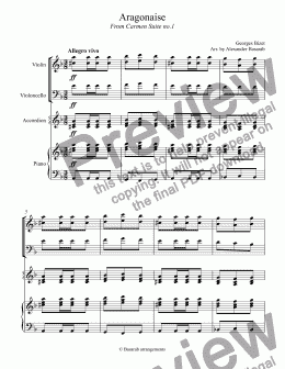 page one of Bizet - Aragonaise from Carmen Suite No.1