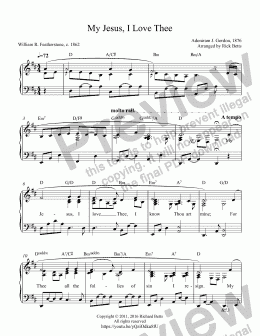 page one of My Jesus, I Love Thee - Hymn Piano Solo