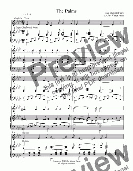 page one of  The Palms (for Congregation, Choir and Organ)