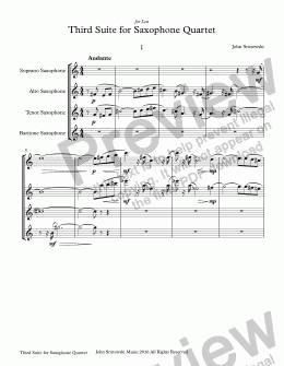 page one of Third Suite for Saxophone Quartet