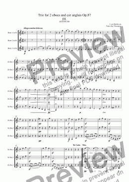 page one of Beethoven: Trio for 2 oboes and cor anglais Op.87 Mvt.3 - horn trio