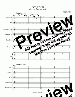 page one of Open Prairie (for small ensemble)