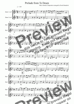 page one of Prelude from Te Deum for French Horn Duet