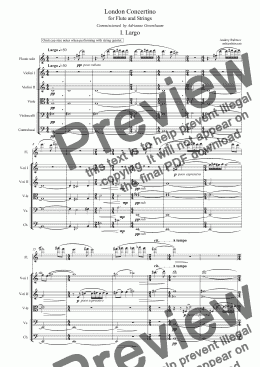 page one of London Concertino  for Flute and Strings