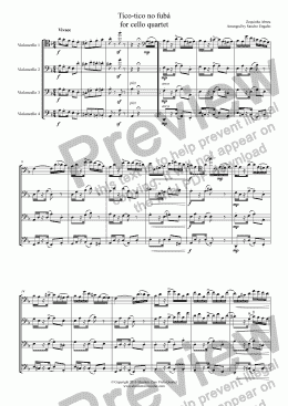 page one of Abreu - Tico-tico no fubá - for cello quartet