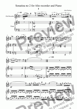 page one of Sonatina no 2 for Alto recorder and Piano