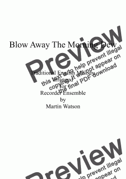 page one of Blow Away The Morning Dew for Recorder Ensemble