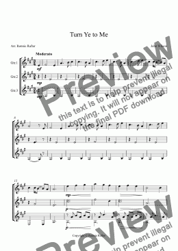 page one of 3. Turn Ye to Me. (Guitar Trio).