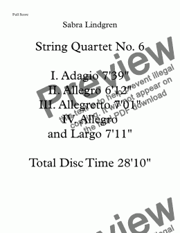 page one of String Quartet No. 6 IV. Allegro and Largo