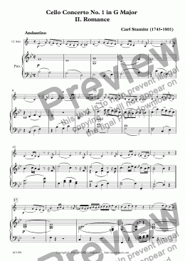 page one of Romance from Concerto No.1 in G Major for Clarinet & Piano