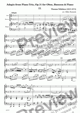 page one of Adagio from Piano Trio, Op.31 for Oboe, Bassoon & Piano