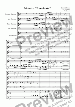 page one of Motetto "Buccinate" (Croce)
