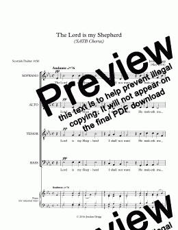 page one of The Lord is my Shepherd (SATB Chorus)