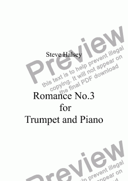 page one of Romance No.3  for  Trumpet and Piano