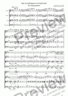 page one of Strauss - DIE FLEDERMAUS OVERTURE - for string quartet