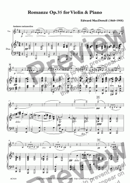 page one of Romanze Op.35 for Violin & Piano