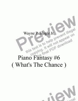 page one of Piano Fantasy #6 ( What’s The Chance )