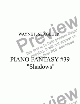 page one of PIANO FANTASY #39   "Shadows"